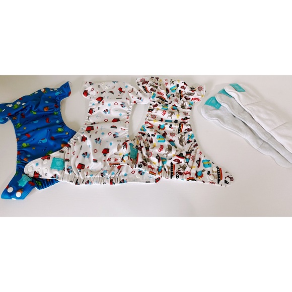 Charlie Banana Pocket Cloth Diaper 3 Pack “Oceana” - Picture 5 of 6